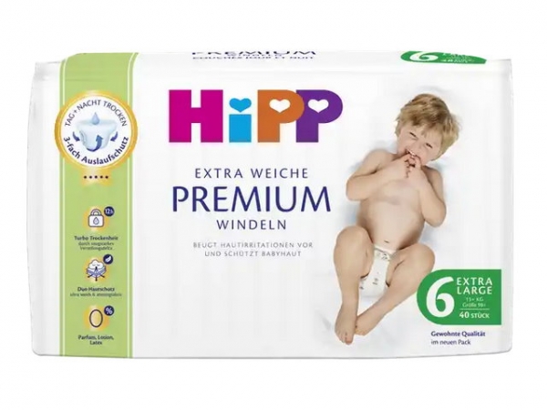 Hipp Babysanft Windeln Extra Weiche Windeln  XL Größe 6 13+ kg 40 Stück